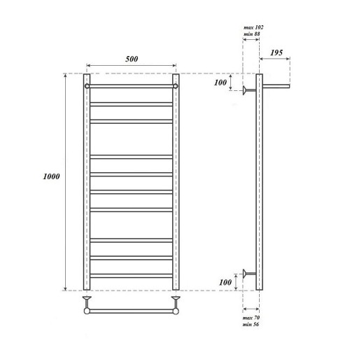 Point Аврора полотенцесушитель электрический с полкой 50х100 PN10150PE