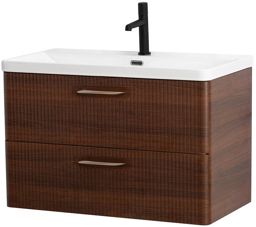 Подвесная тумба с раковиной Belbagno DUE 80 см Noce DUE-800-2C-SO-NOCE-P BB-8076-3-80