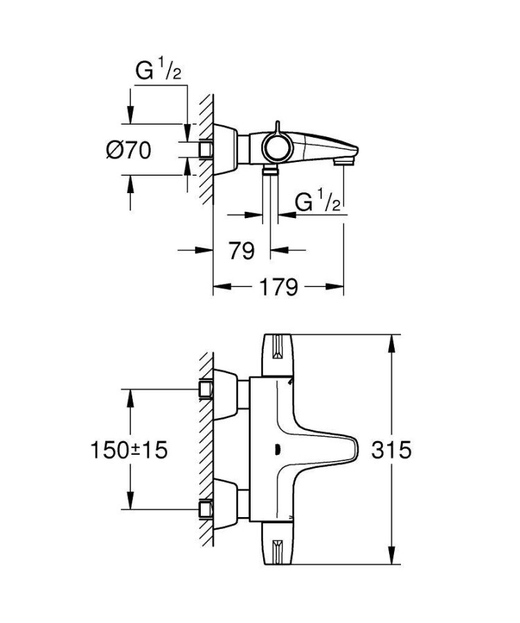 Grohe Grohtherm Special 34665000 смеситель для ванны хром