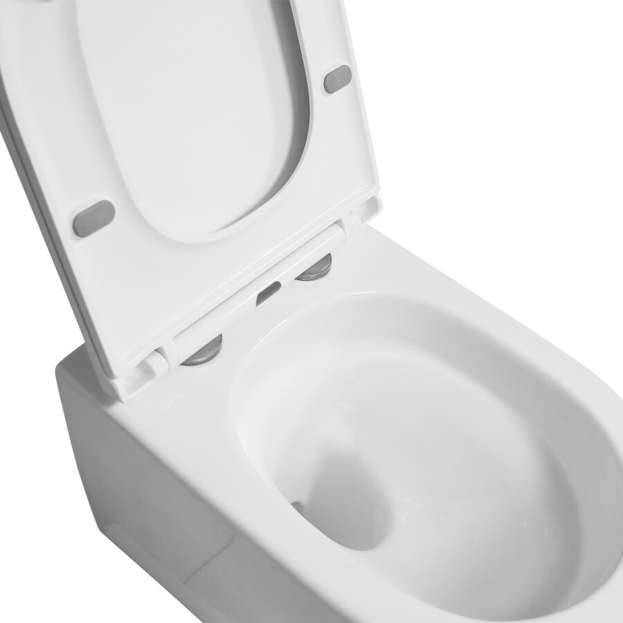 Унитаз подвесной Azario Blanco 360х490х360 безободковый, система слива "Торнадо", быстросъемное сиденье микролифт AZ-9003WT
