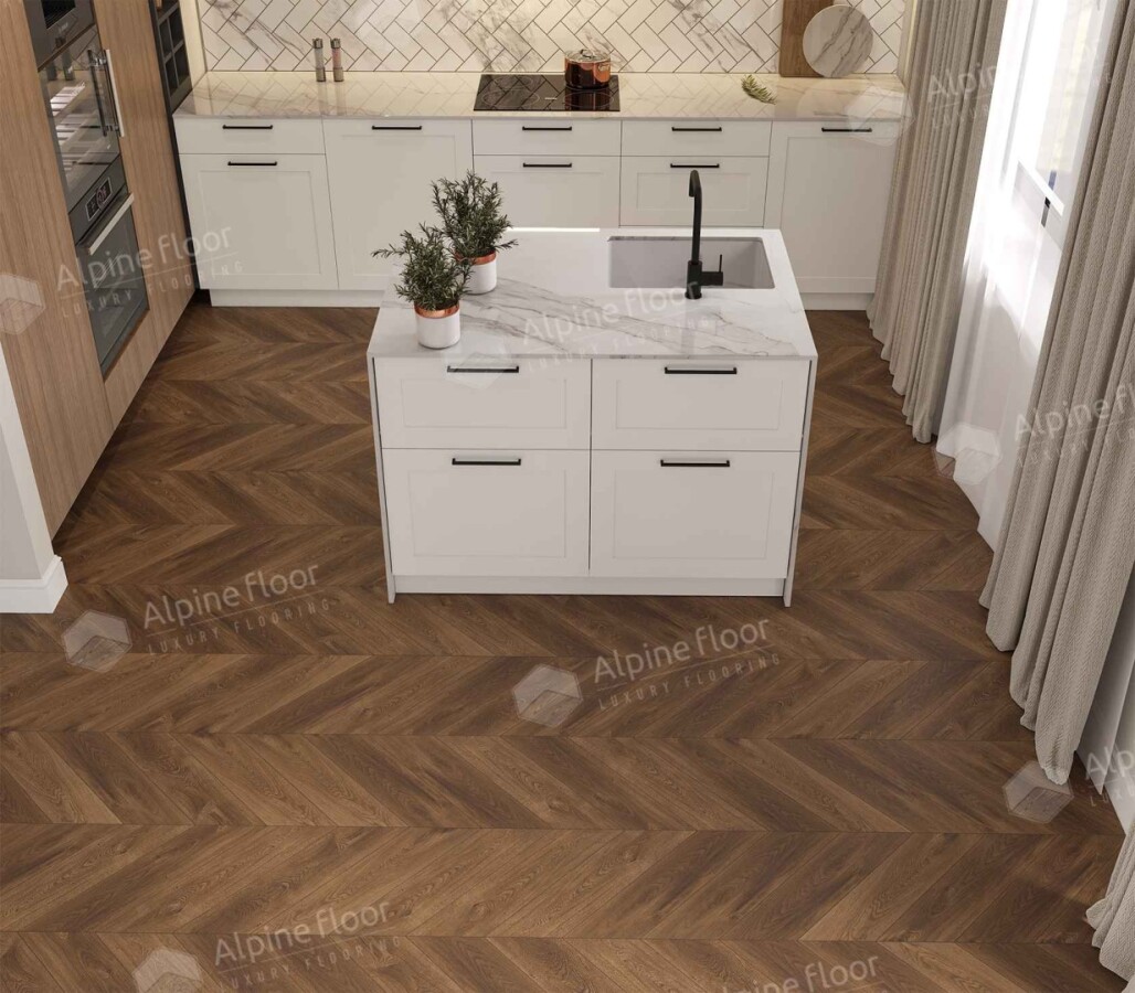 Alpine Floor Chevron Alpine SPC ламинат Дуб Коричневый ЕСО 18-13 600х127х5 mm