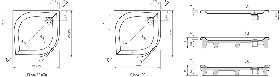 Ravak Elipso 80*80*17,5 LA душевой поддон акриловый A224401210