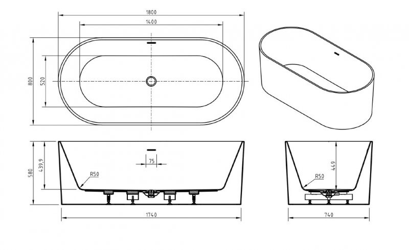 BelBagno BB705-1800-800 Акриловая ванна отдельностоящая овальная