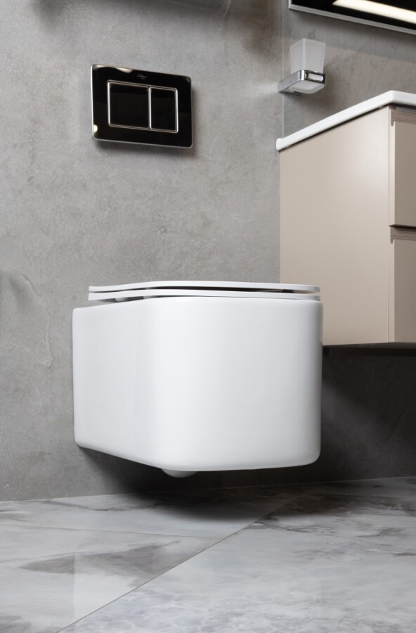 Унитаз подвесной Boheme Mane Белый глянец c крышкой 970-SET-W