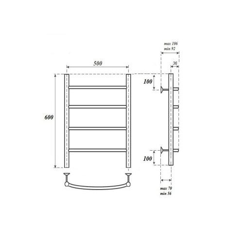 Point Афина полотенцесушитель водяной 50х60 PN04156BR