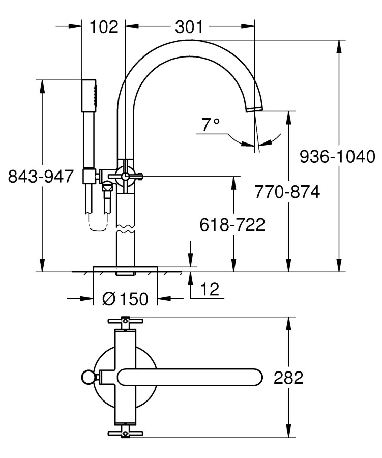 Grohe Atrio New 25044AL3 смеситель для ванны графит