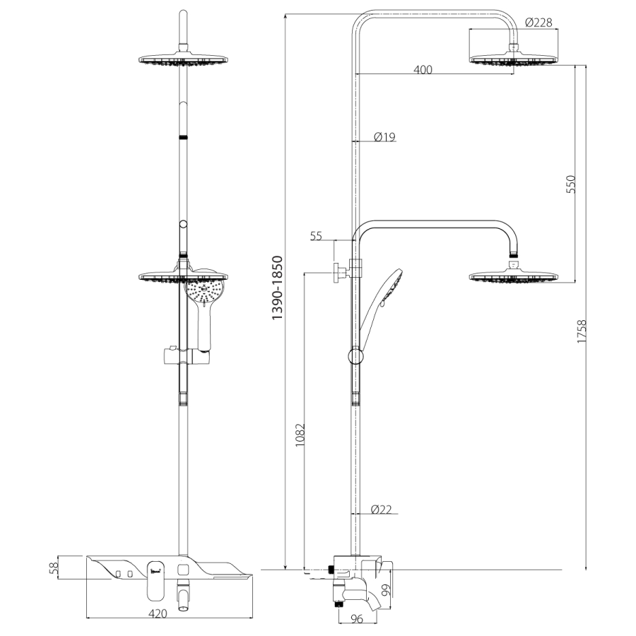 Lemark Tropic смеситель для ванны и душа LM7003C