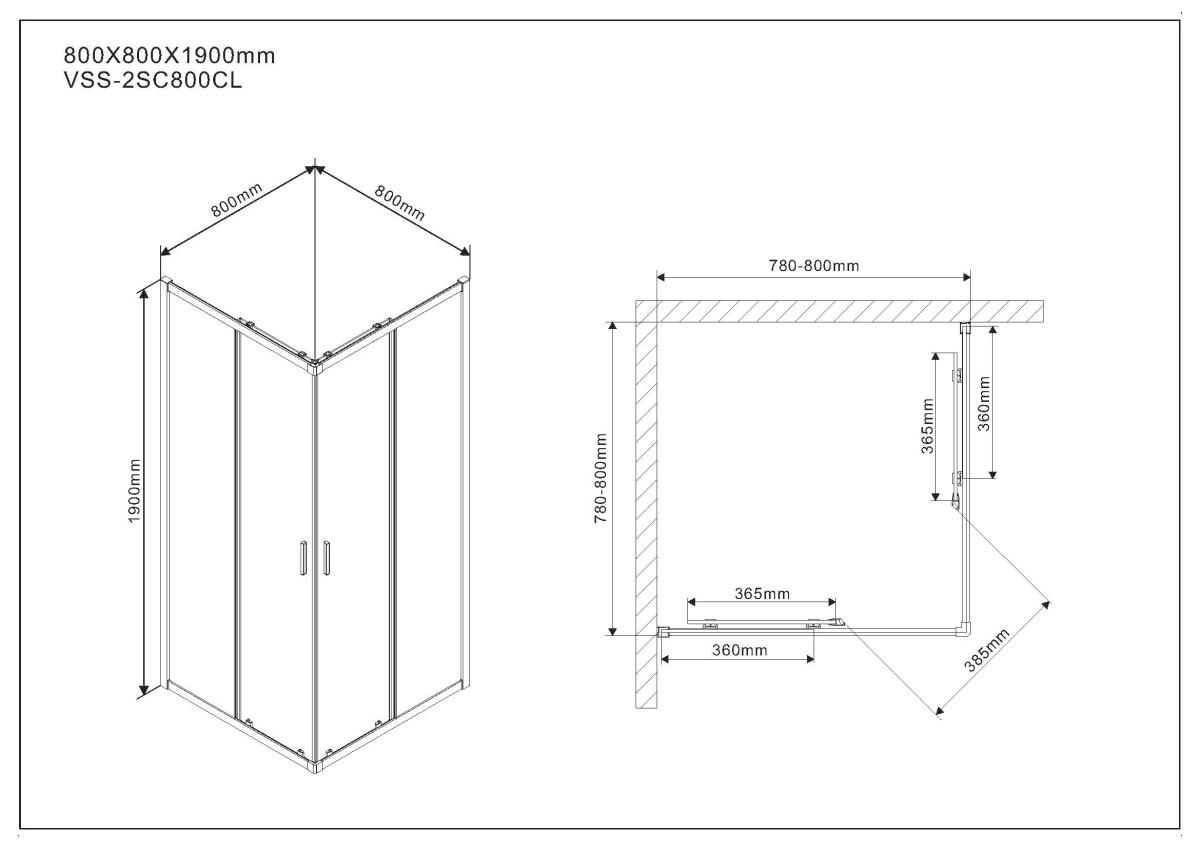 Vincea Scala душевой уголок VSS-2SC800CL 80х80 хром, стекло прозрачное