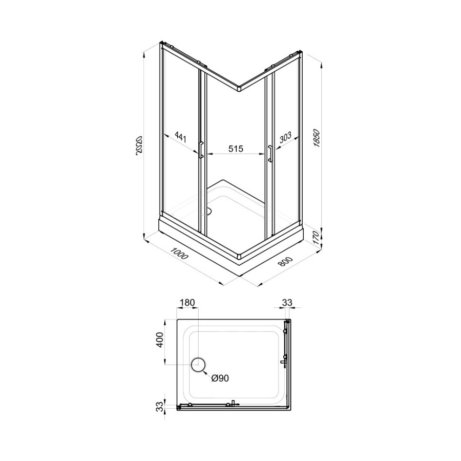 Душевое Ограждение Фьюжн 100*80 А Щ0000064850