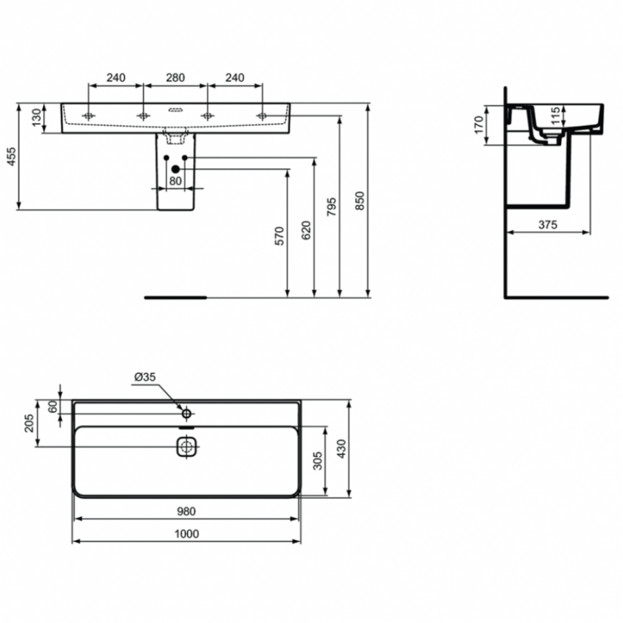 Ideal Standard Strada раковина 100х43 см T300201