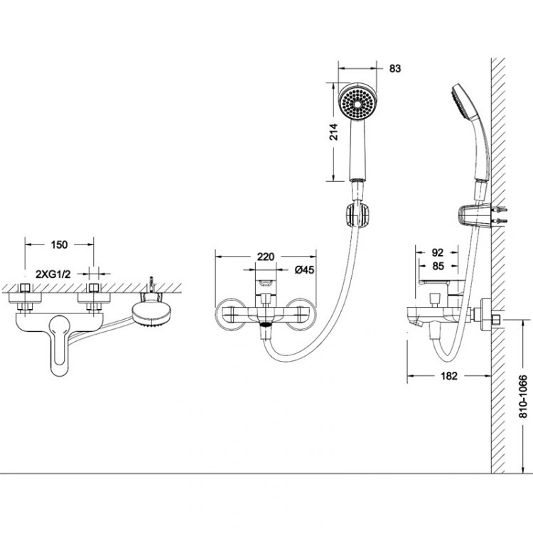 Bravat Stream F63783C-B смеситель для ванны хром
