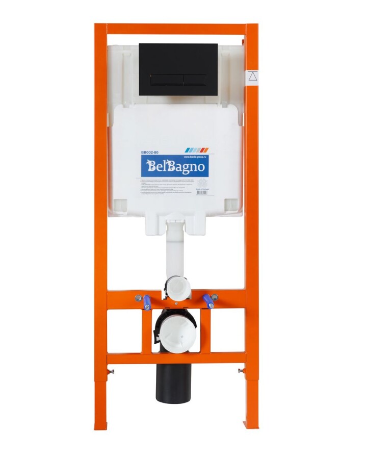 BB002-80/BB012-MR-NERO.M Система инсталляции для подвесных унитазов BelBagno BB002-80 с кнопкой смыва BB012-MR-NERO.M