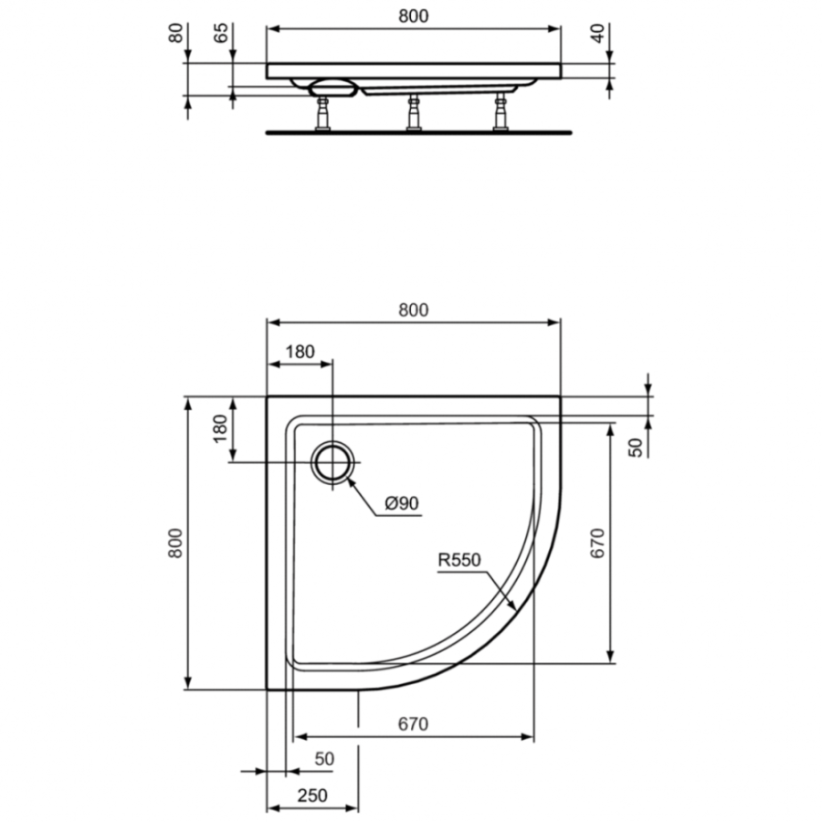 Ideal Standard Hotline душевой поддон 80х80 K277901