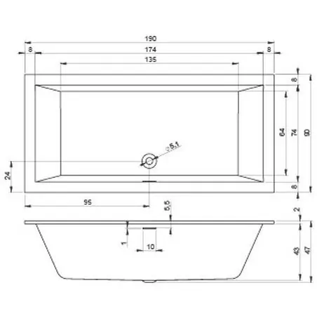 Riho Rethink Cubic ванна акриловая прямоугольная 190х90 B109001005