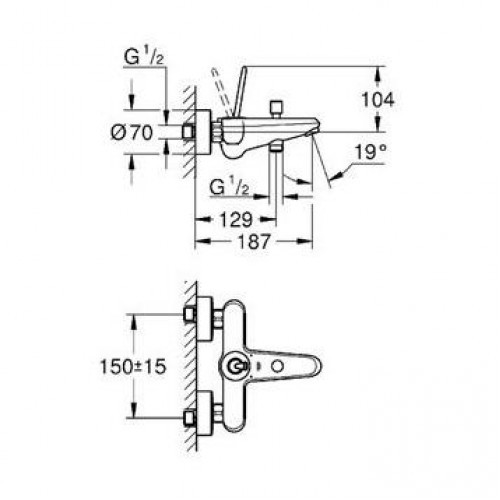 Grohe Eurodisk Joy 23431000 смеситель для ванны хром