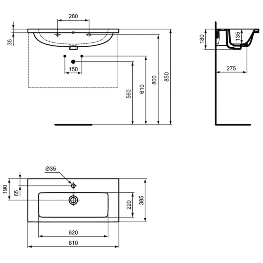 Ideal Standard i.life раковина 81х39 см T458901