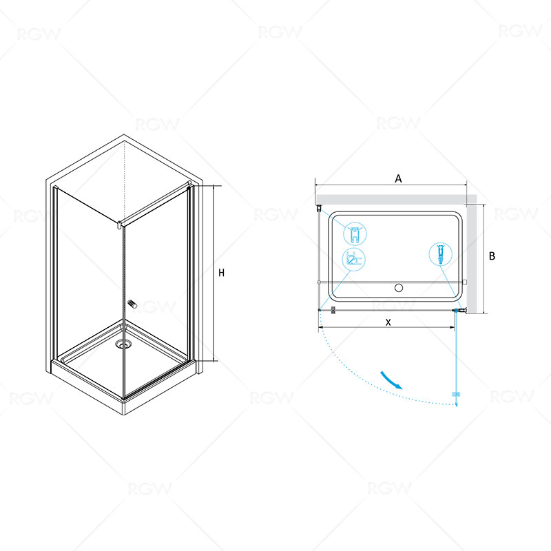 RGW Passage PA-33 04083399-11 душевое ограждение 90*90*185