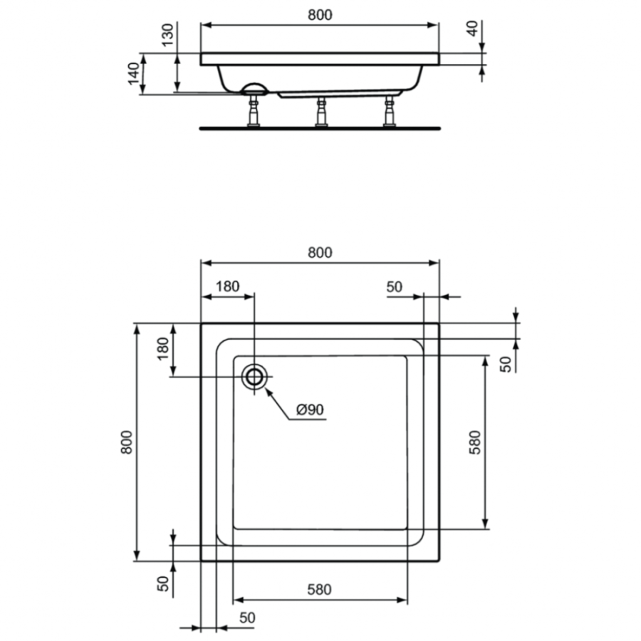 Ideal Standard Hotline душевой поддон 80х80 K276401