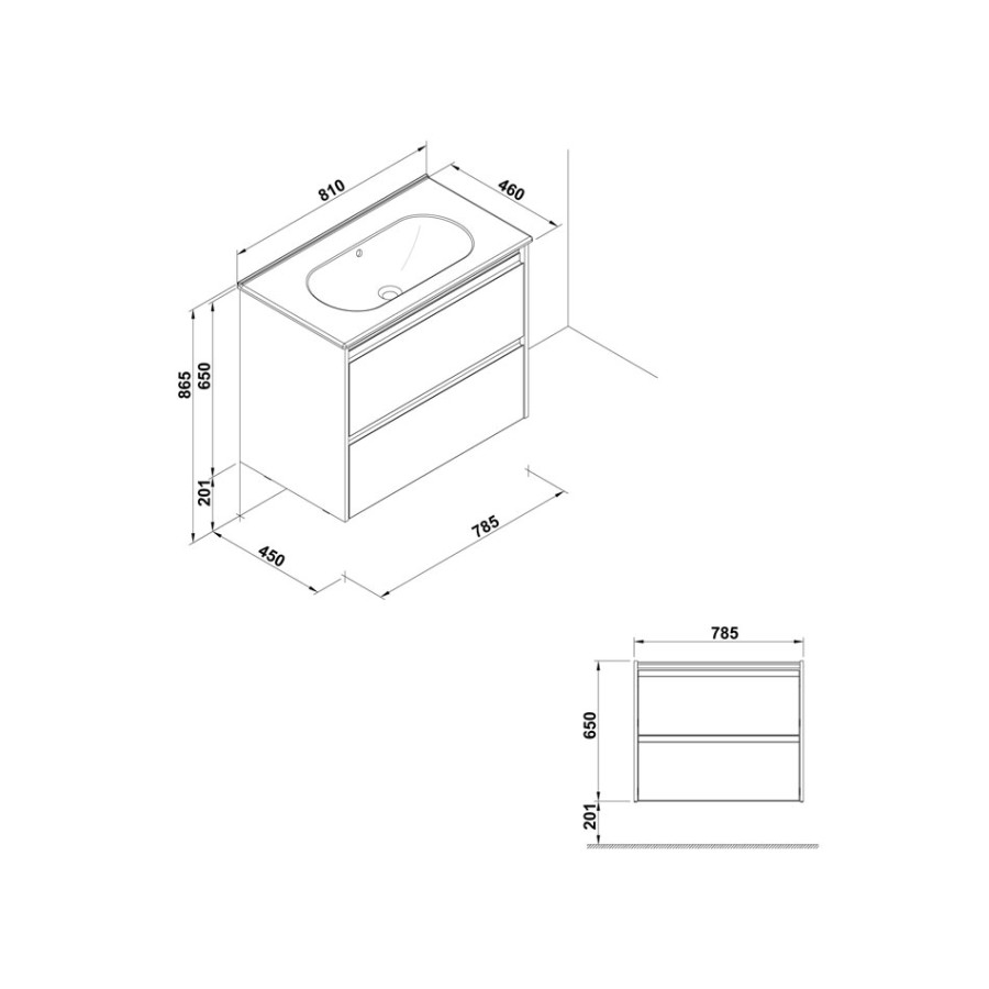 Gala Klea 7928101 тумба с раковиной подвесная белая 80x46x65 см