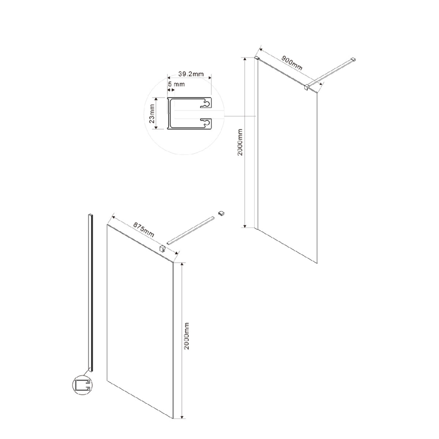 Vincea Walk-In душевая перегородка 90 см вороненая сталь / зеркальная VSW-1H900MRGM