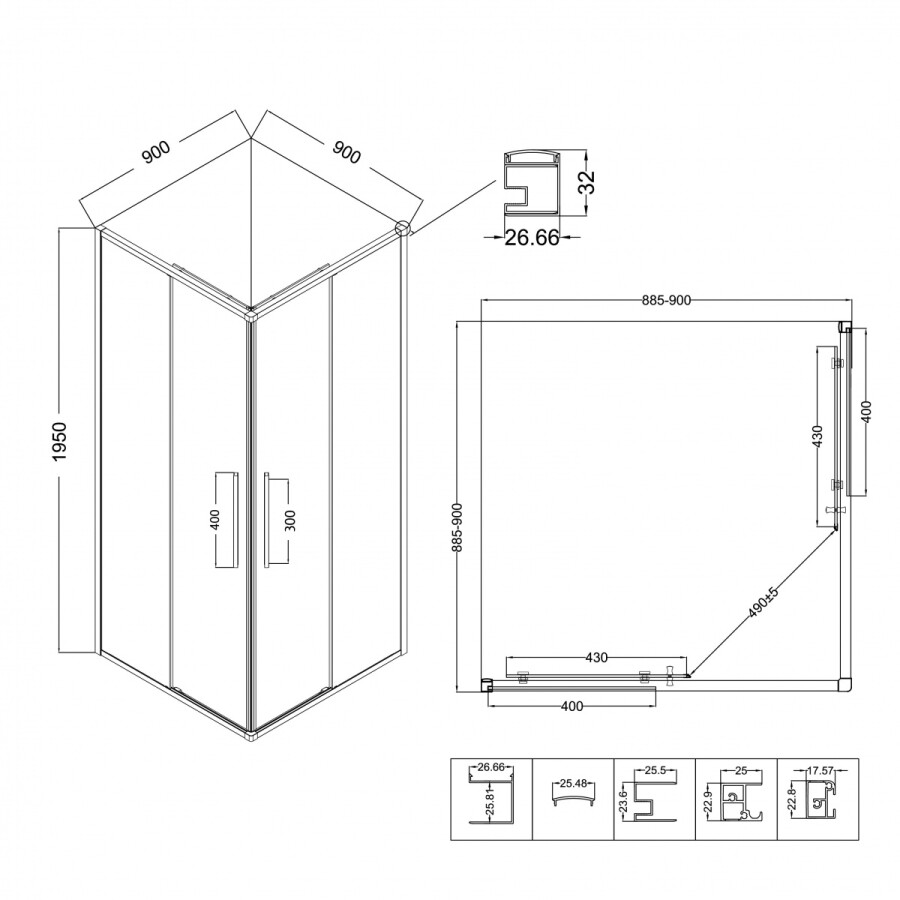 Душевой угол 90x90 Niagara Nova NG 6623-34