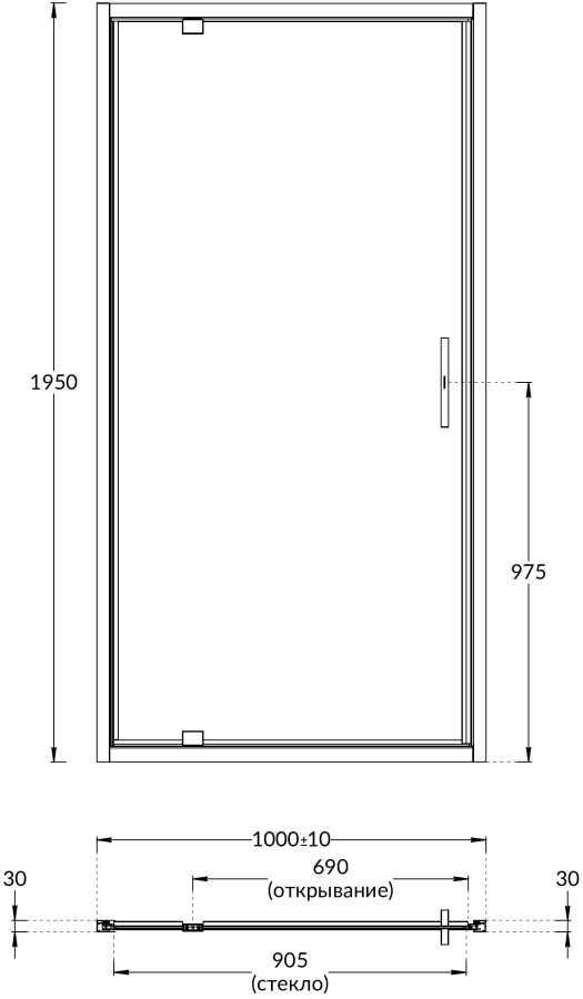 Kerama Marazzi Vetro душевая дверь 100х195 VE.100.PD.BLK.M