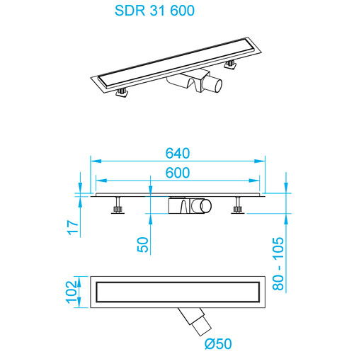 RGW SDR-31 душевой трап 60 см хром 47213160-01
