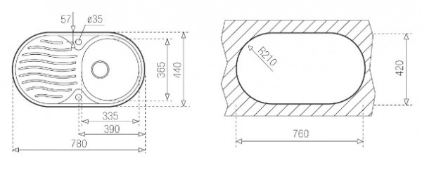 Teka DR-78 1B 1D 10130003 Мойка для кухни микротекстура 78x45 см