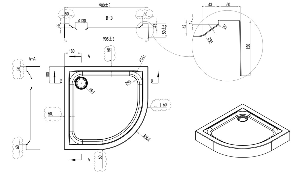 Am.Pm Like W80T-301-090W 90*90*16 душевой поддон акриловый