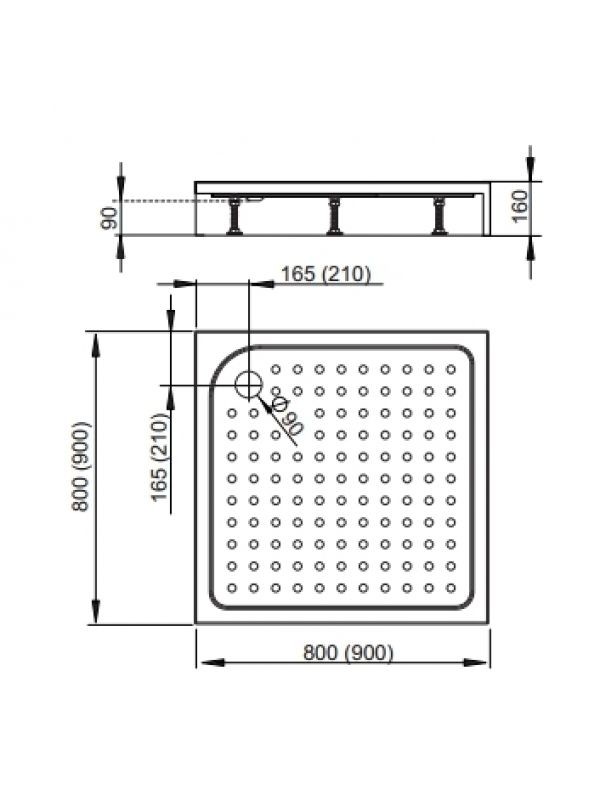 Radaway Rodos С900 90*90*16 душевой поддон акриловый 4K99155-04