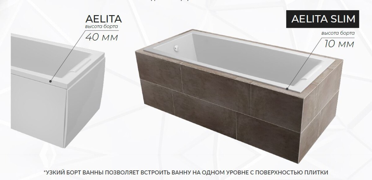 Marka One Aelita Slim 180*80 ванна акриловая прямоугольная