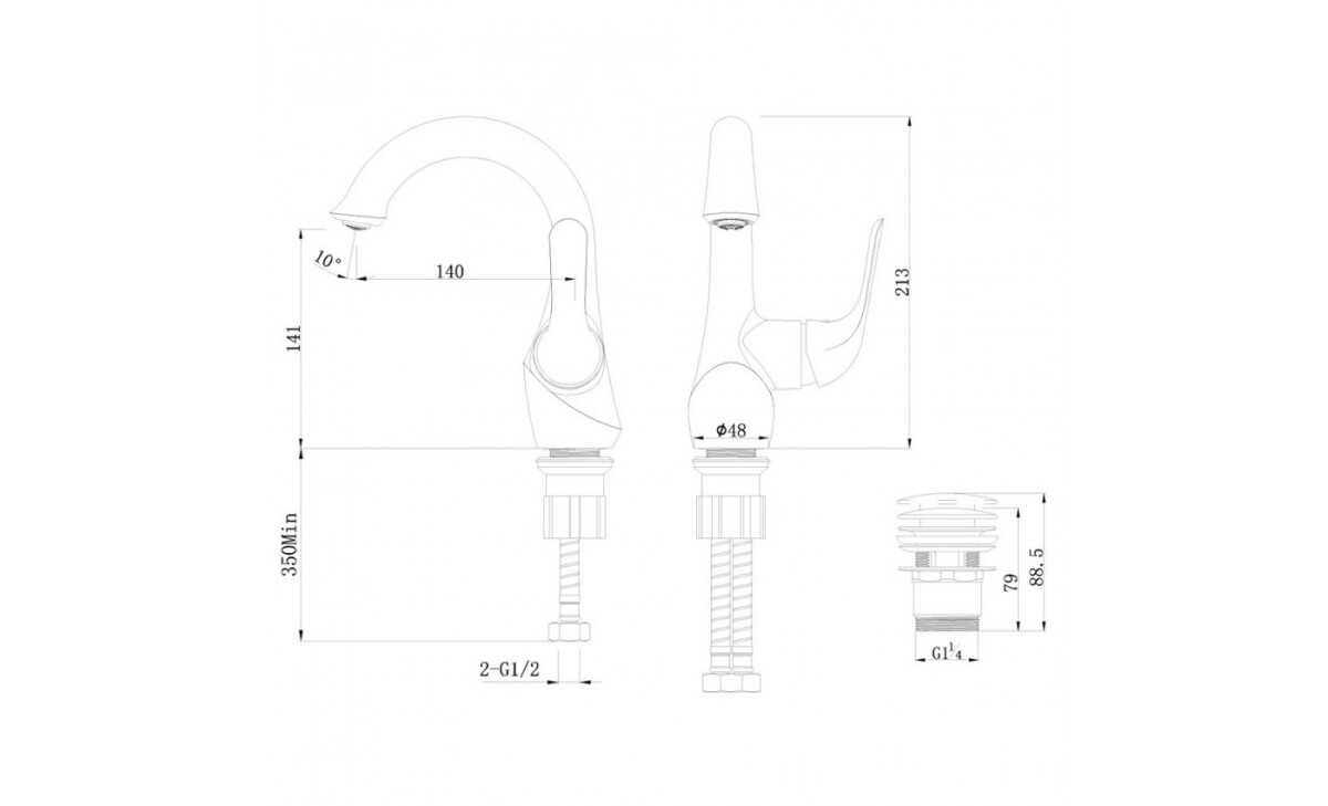 Lemark Swan LM5406BG смеситель для раковины 35 мм