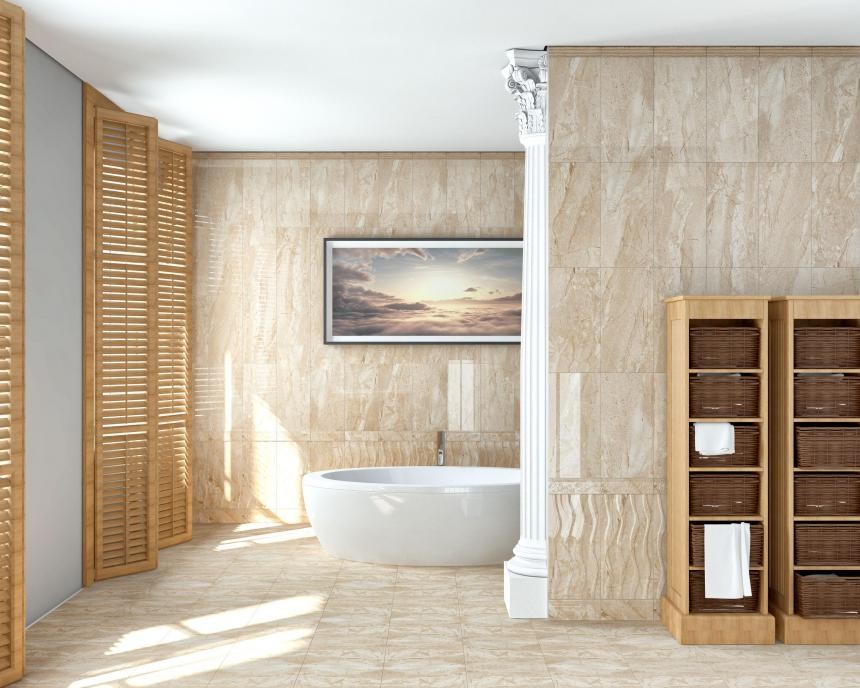 Golden Tile Petrarca Fusion 30х9см бордюр настенный бежевый глянцевый (М91321)