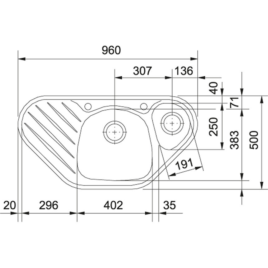 Franke MON 651E кухонная мойка нержавеющая сталь матовая 96 х 50 см