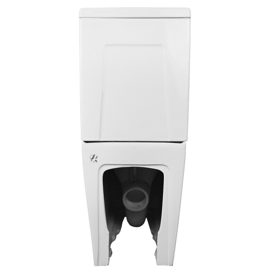 Унитаз-компакт Azario Quadro 605x340x810 напольный, смыв "Торнадо", безободковый с сидением микролифт и арматурой, белый AZ-2175 UQ1