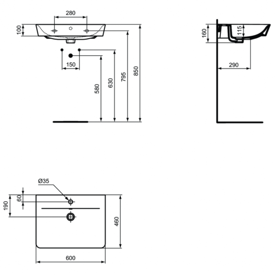 Ideal Standard Connect Air раковина 60х46 см E0298V3