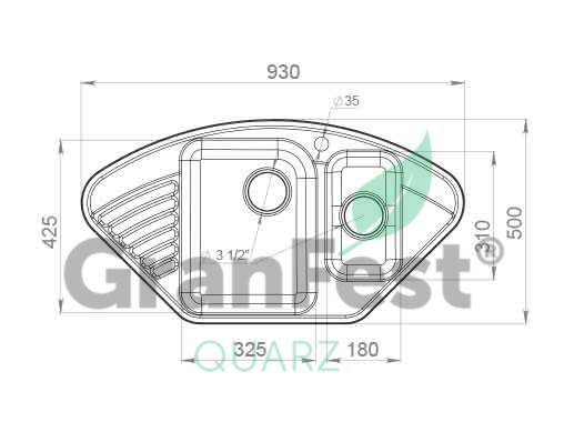 GranFest Quarz GF-Z14 кухонная мойка песочный 93х50 см