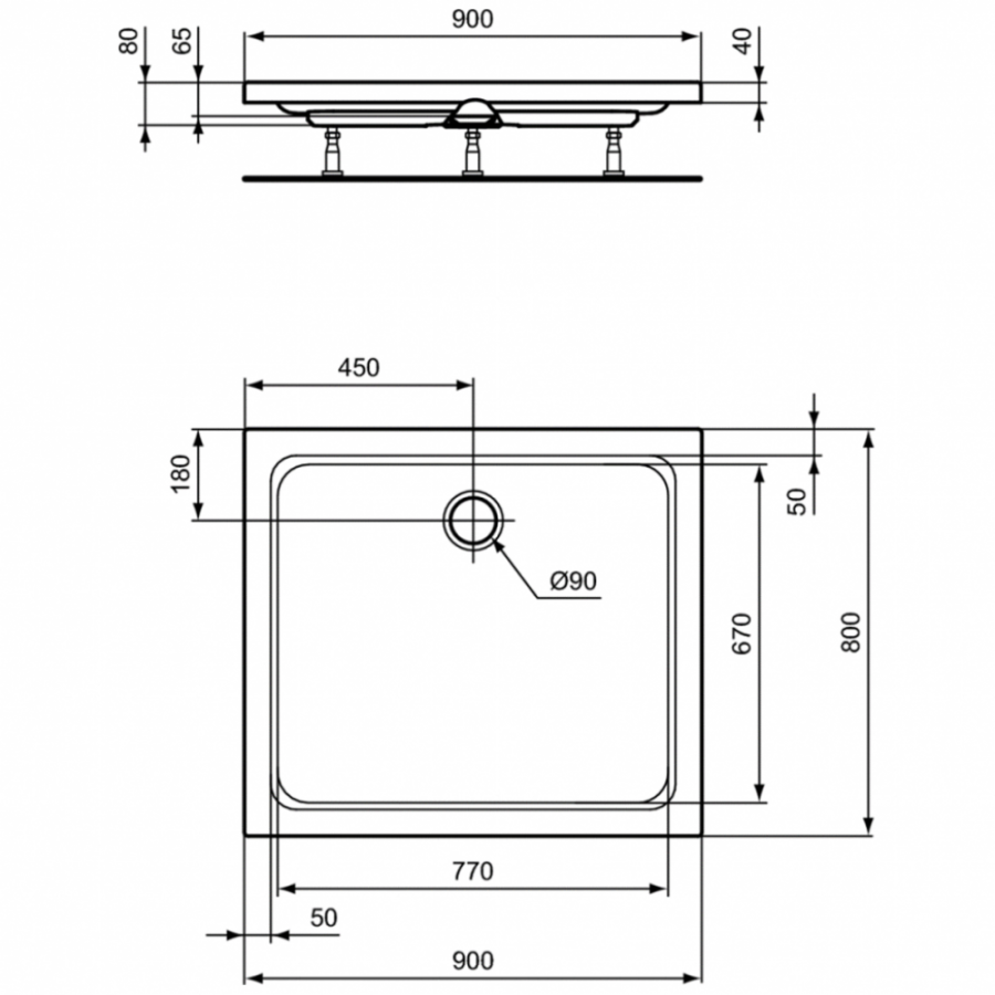 Ideal Standard Hotline душевой поддон 90х80 K277301