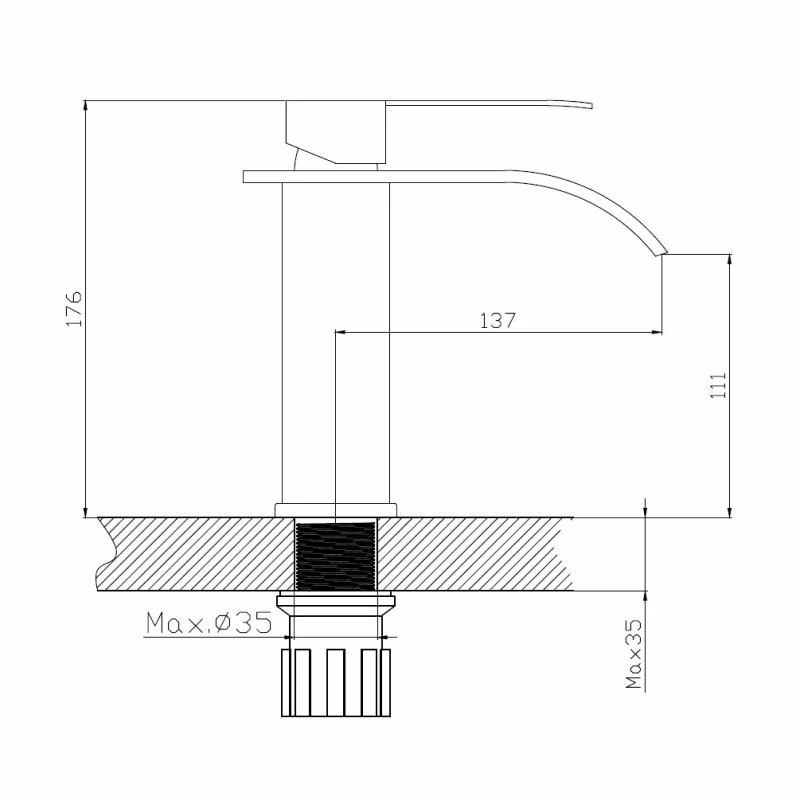 Haiba смеситель для раковины сталь матовая HB12815