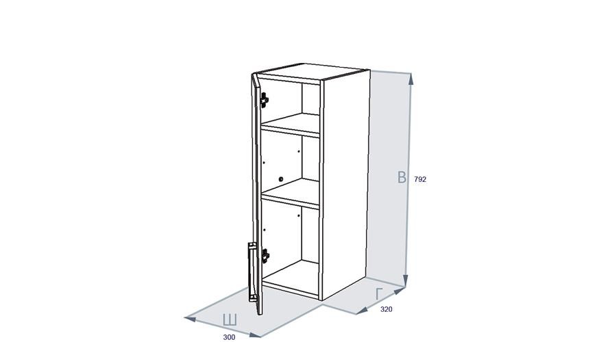 Triton Ника 30 шкаф навесной белый правый