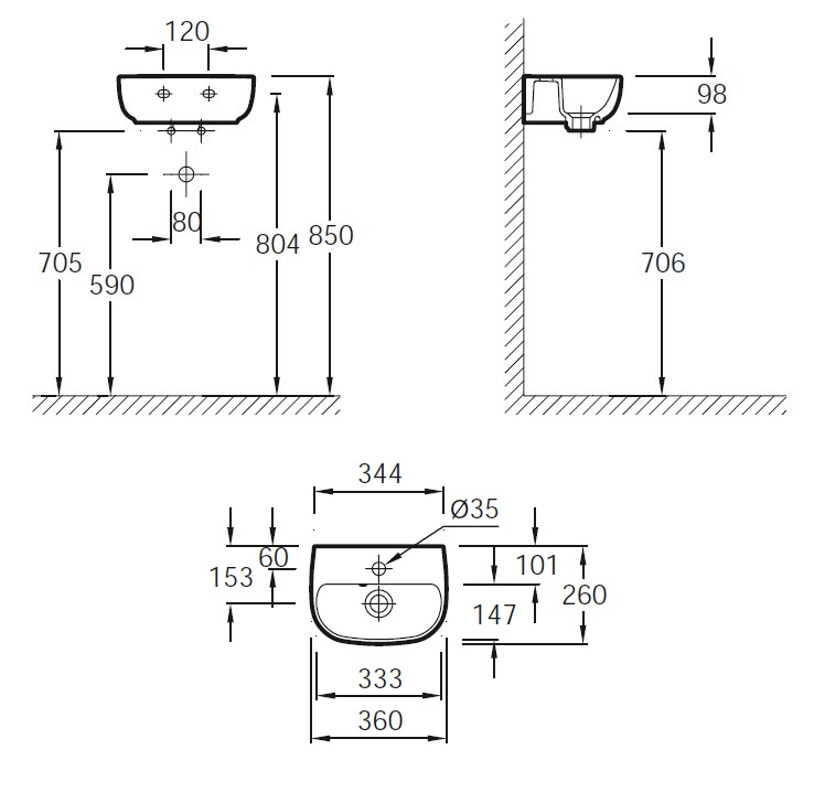 Jacob Delafon Odeon Up E4737-00 раковина подвесная 56 см