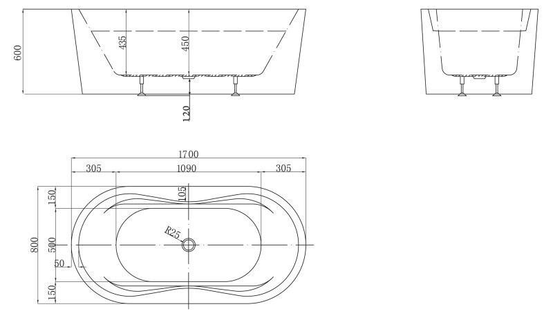 BelBagno BB407-1700-800 170*80 ванна акриловая овальная