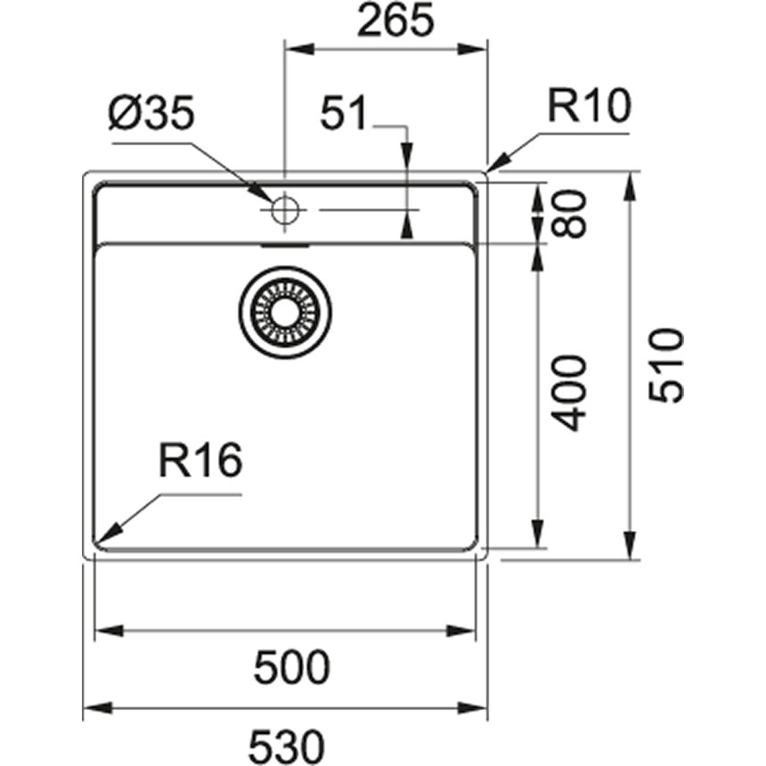 Franke MRX 210-50 TL кухонная мойка нержавеющая сталь полированная 53 x 51 см