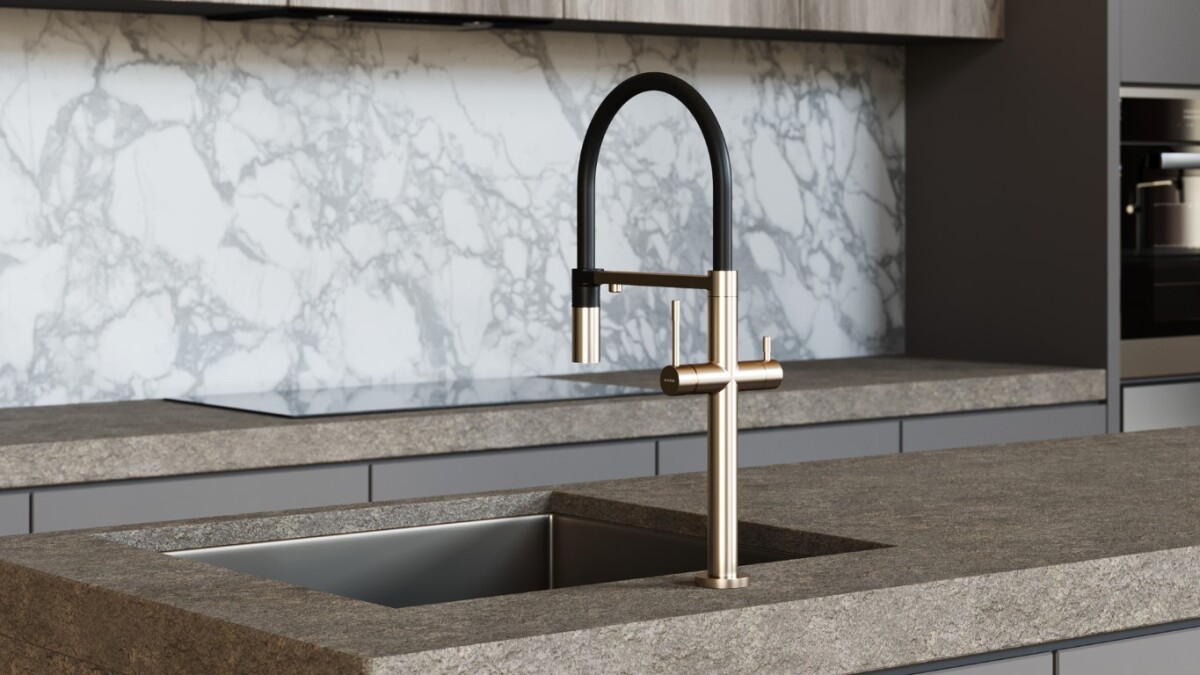 Смеситель для кухни Boheme Kitchen Uno Matt Gold 115-MG c краном для питьевой воды