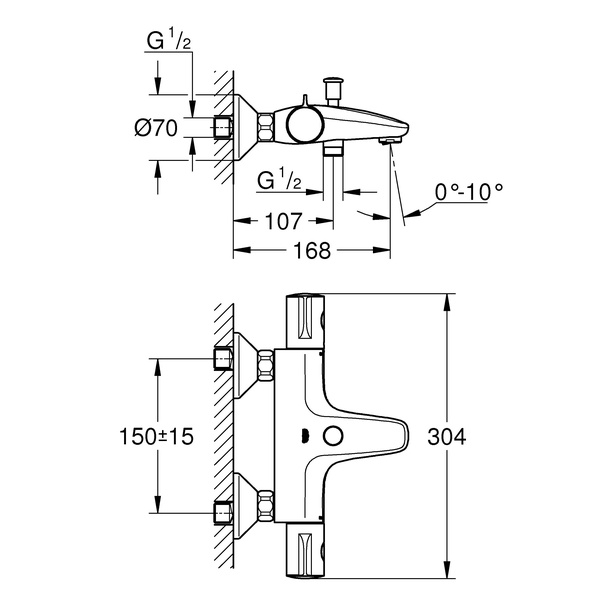 Grohe Grohtherm 800 34576000 смеситель для ванны хром