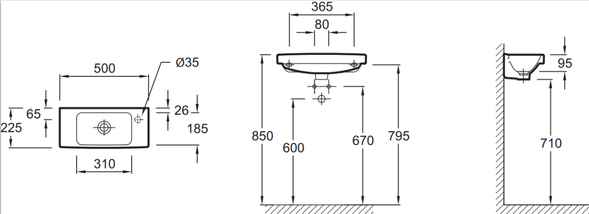 Jacob Delafon Odeon Up E4701R-00 раковина подвесная R 50 см