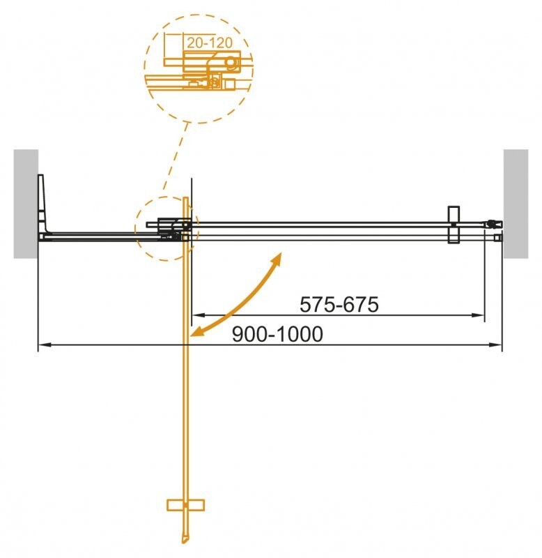 Душевая дверь в нишу CEZARES SLIDER-B-1-90/100-BR-GM