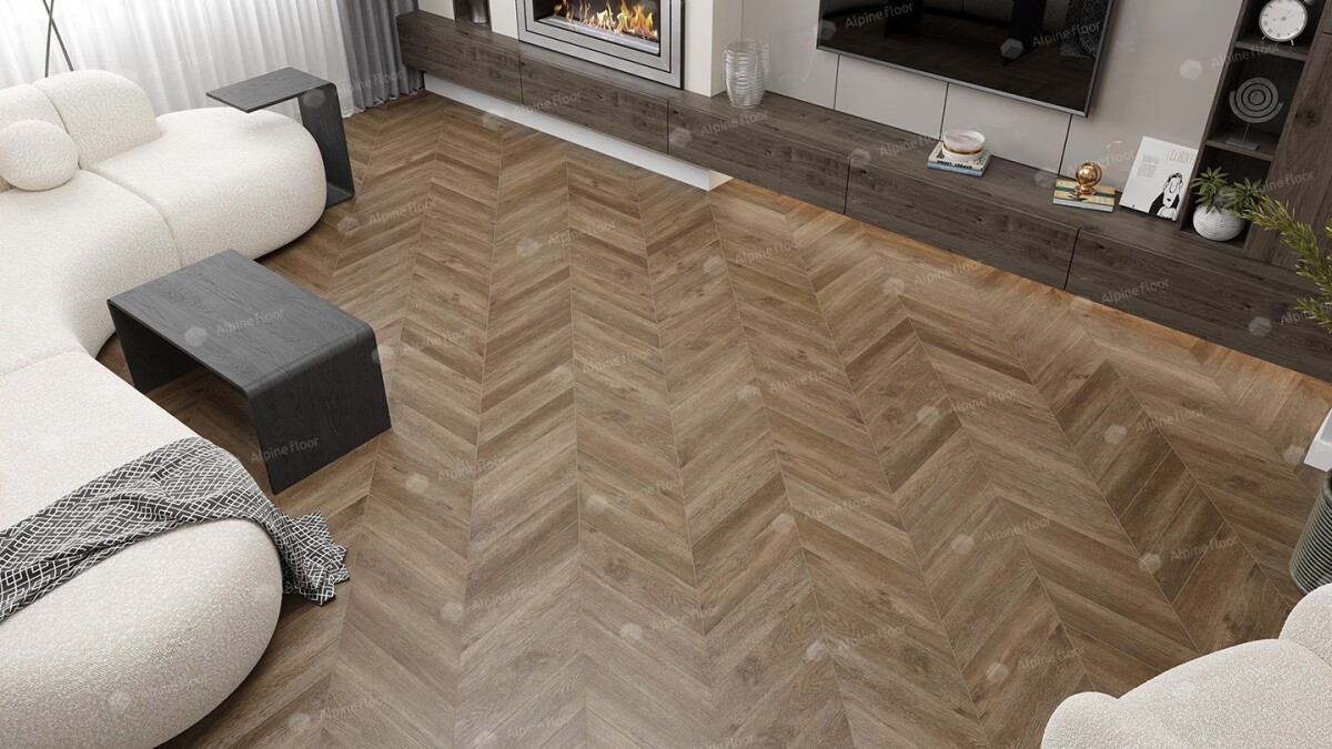 Alpine Floor Chevron Alpine SPC ламинат Макадамия ЕСО 18-5 600х127х5 mm