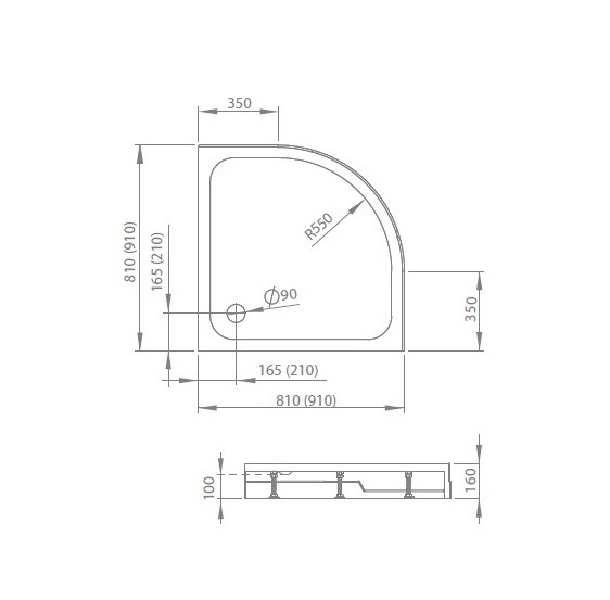 Radaway Rodos A800 80*80*16 душевой поддон акриловый 4P88155-03