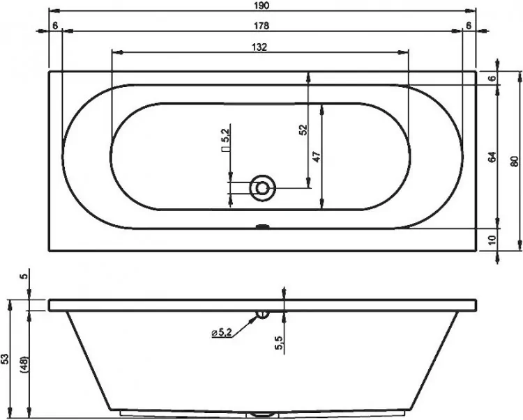 Riho Carolina ванна акриловая прямоугольная 190х80 BB5500500000000